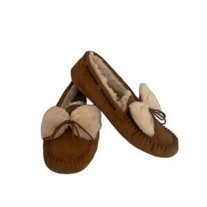 UGG Dakota Double Bow Chestnut Moccasin Slippers Womens Size 10 Preowned